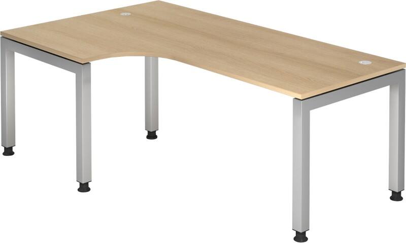 Hammerbacher J Serie Eckschreibtisch Halbkreisförmig Eiche Holz Silber 4 Füße 1.200 x 2.000 x 680 mm