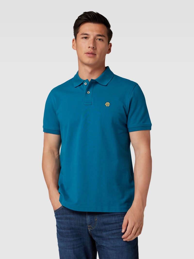 Poloshirt mit Label-Stitching in lagune
