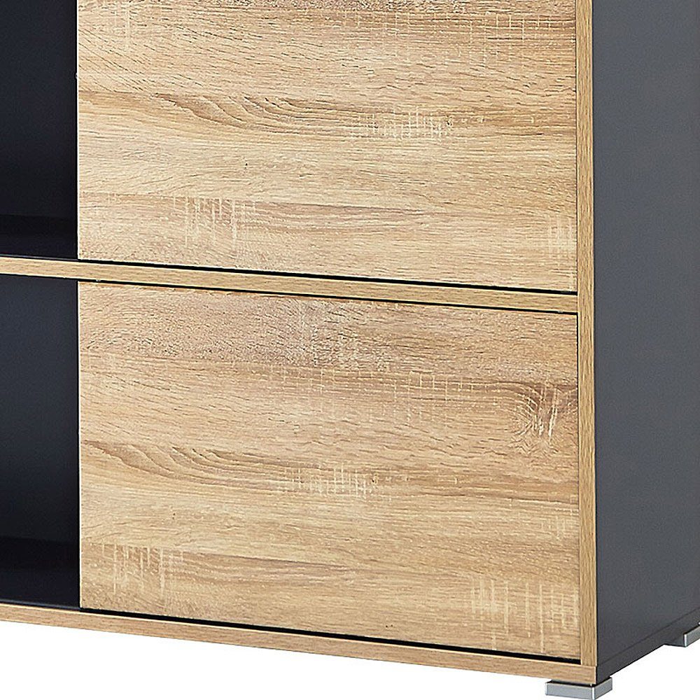 Lomadox Aktenregal MANHATTEN-01, Schieberegal Anthrazit, Sonoma-Eiche-Nb.