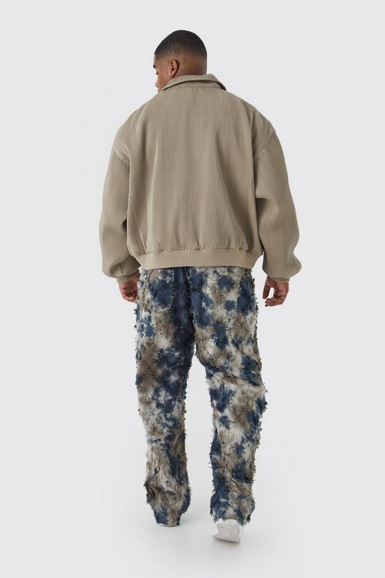Plus kastige Harrington-Jacke aus Kunstleder