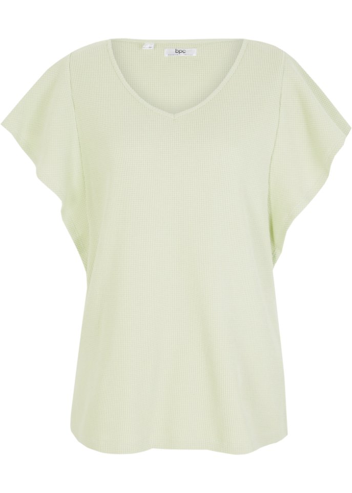 Shirt aus Waffeljersey mit Flügelärmel