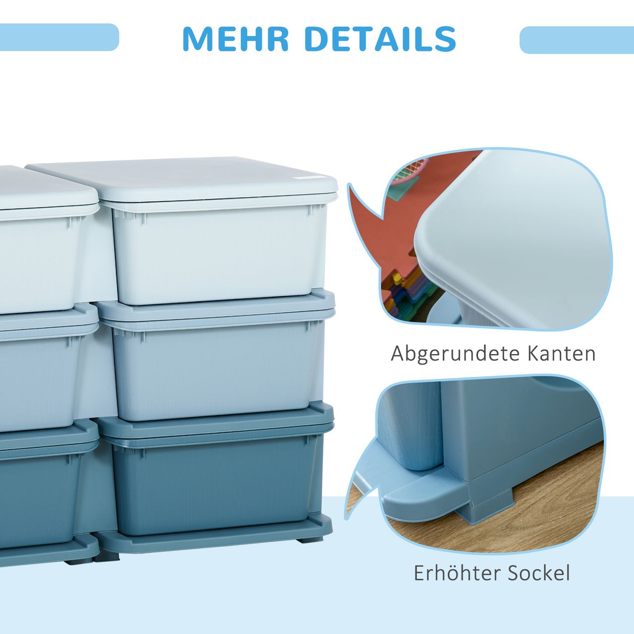 HOMCOM Schubladenschrank für Kinder Aufbewahrungsboxen mit 6 Ebenen Kindermöbel