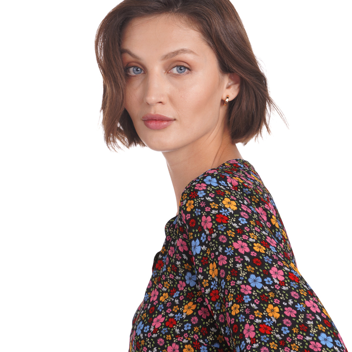 Damen Bluse im bunten Millefleur-Dessin