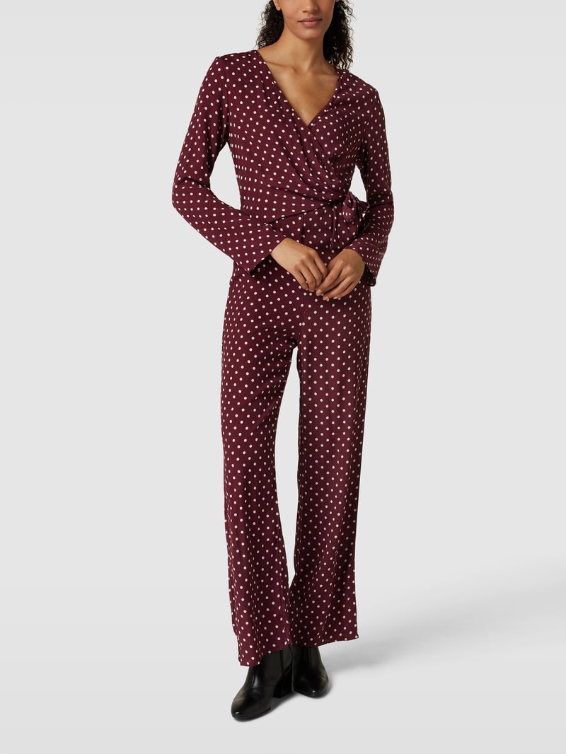 Jumpsuit mit Allover-Muster Modell 'INKA' in dunkelrot