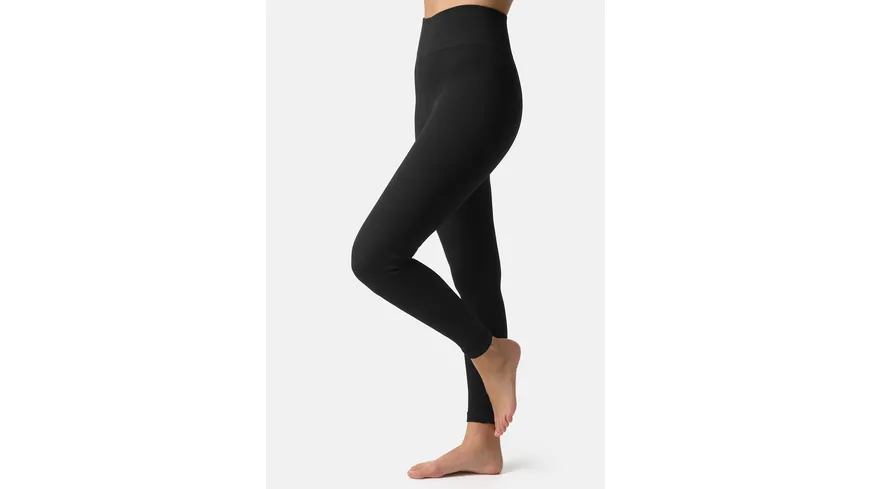 NUR DIE Damen Leggings in Ripp-Optik Relax & Go High Waist schwarz