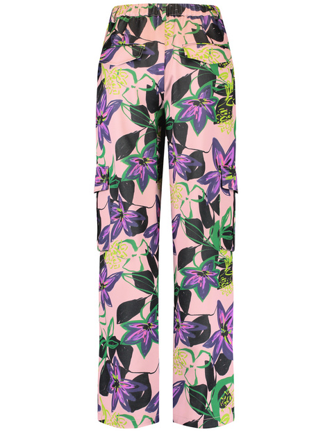 Cargohose mit floralem Dessin