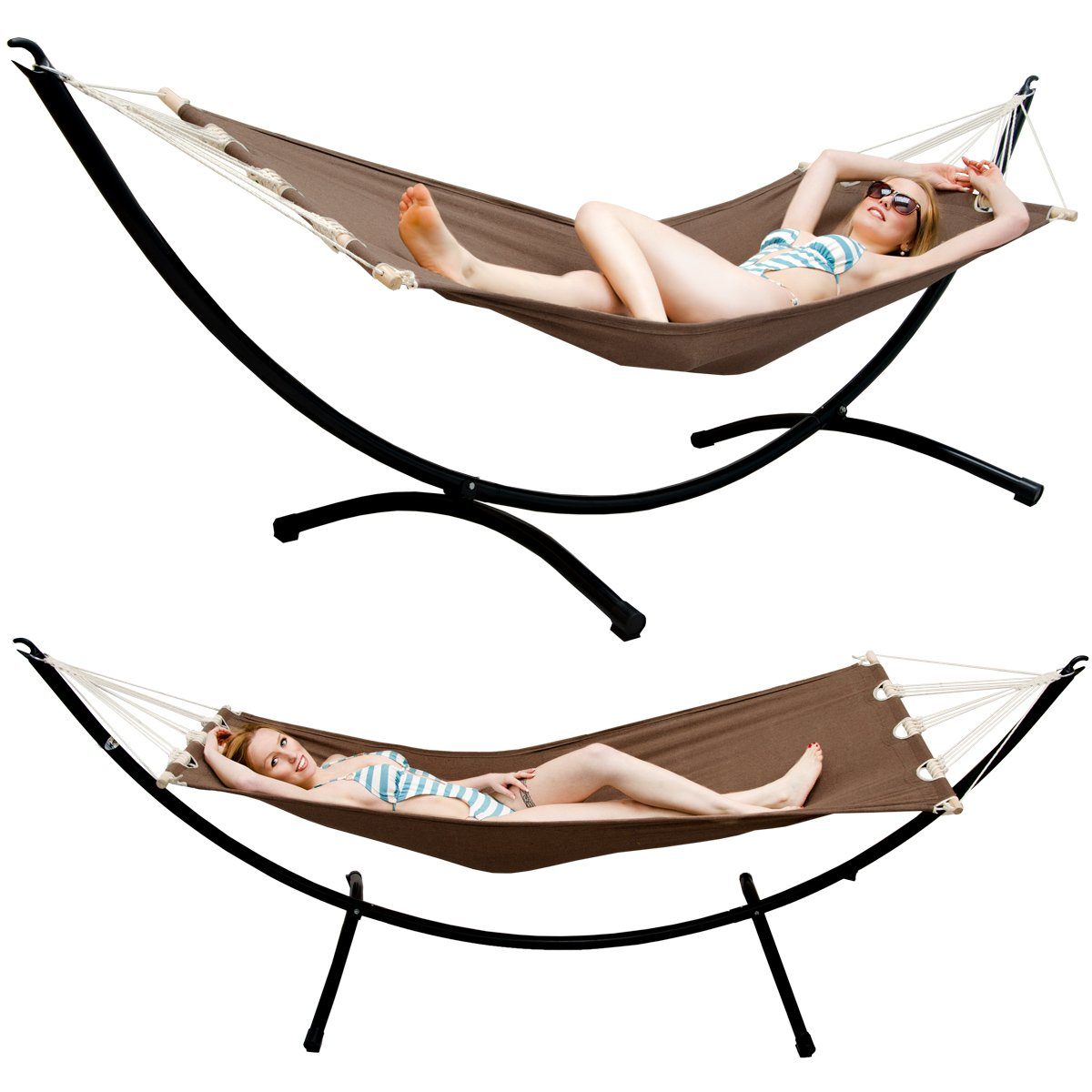 AMANKA Hängematte Hängematte mit Gestell 300x100 Liege, 300x100 cm Hängemattengestell