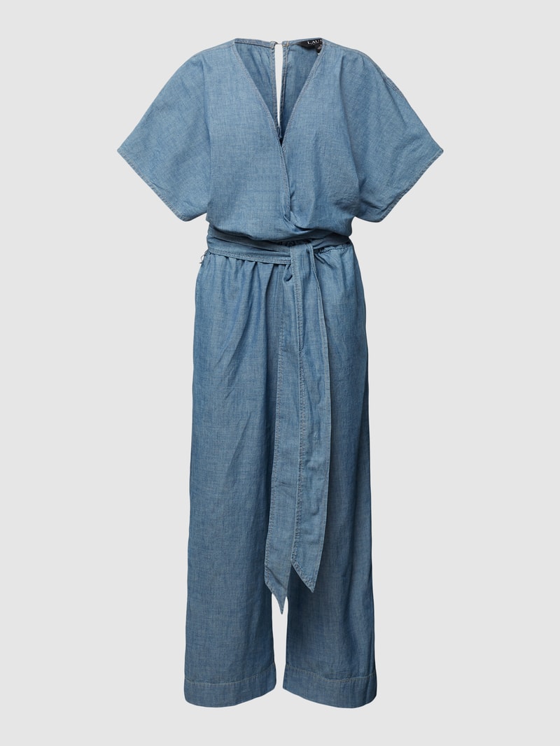 Jumpsuit aus Baumwolle mit Bindegürtel Modell 'LIGIANA' in jeans