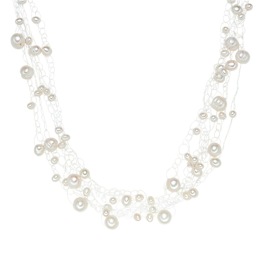 Valero Pearls Collier de perles Perle de culture d'eau douce Perle de culture d'eau douce en Bl collier