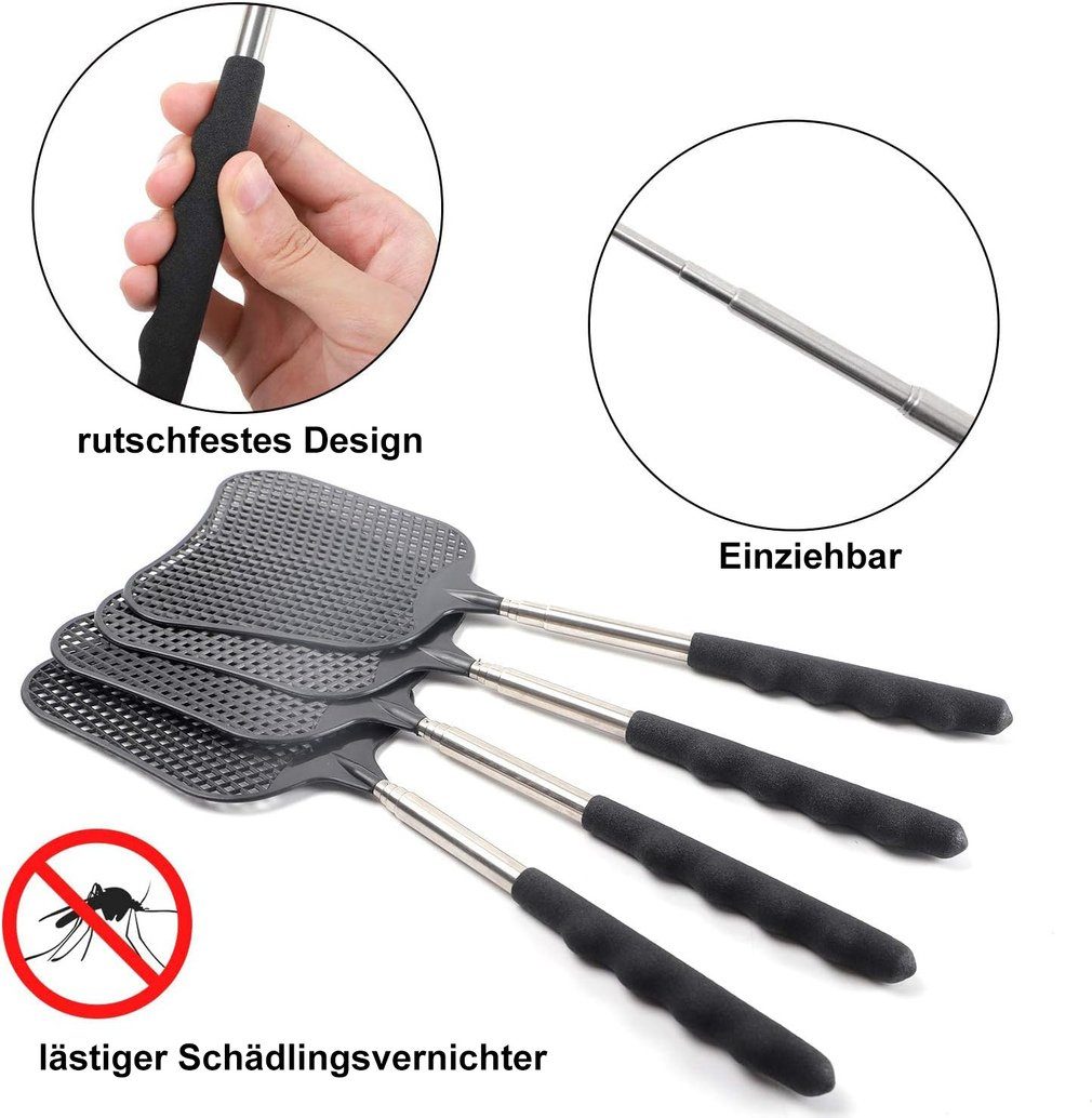 Devenirriche Fliegenwedler 3er-Pack einziehbare Fliegenklatsche, manuelle Schädlingsbekämpfung
