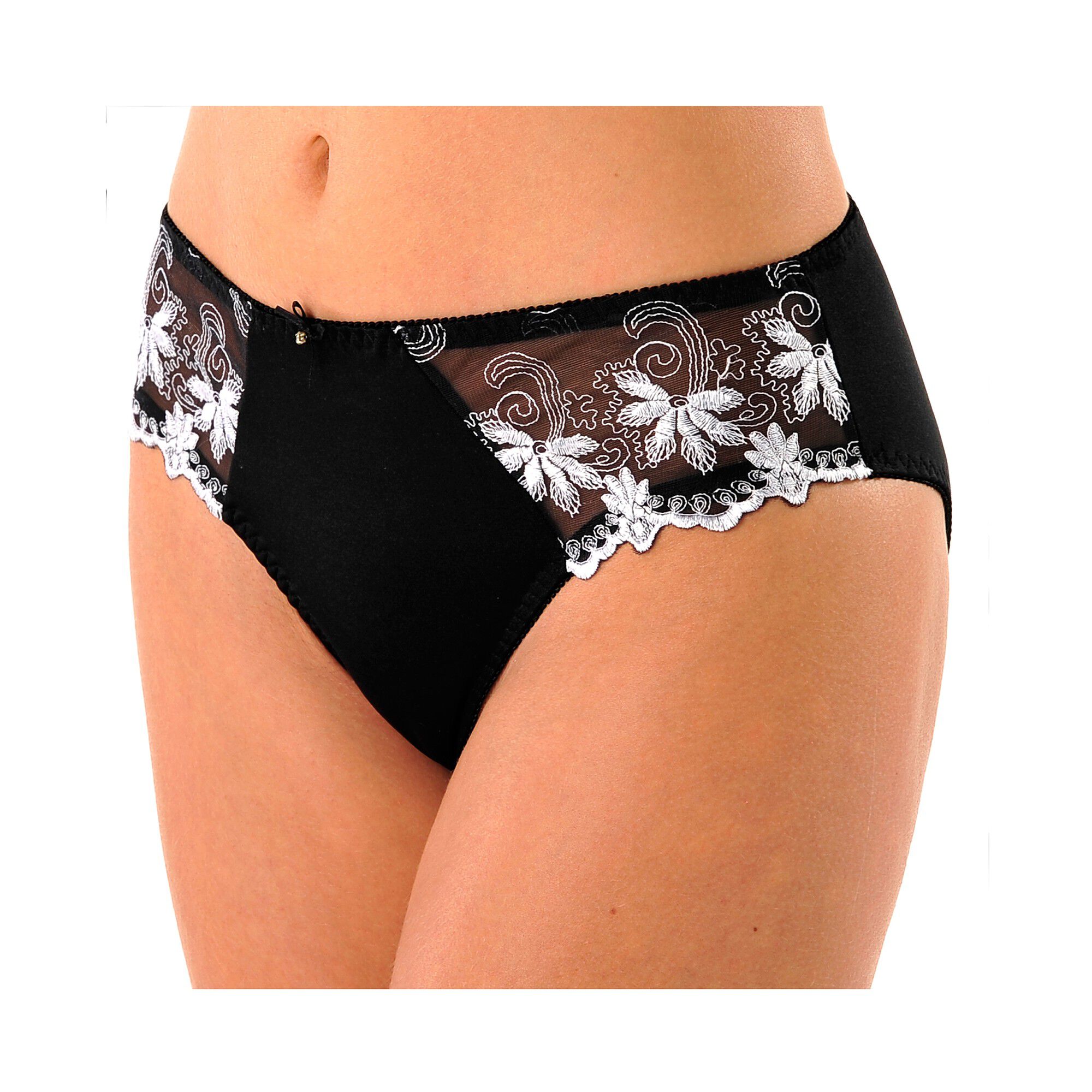 Culotte maille satinée et tulle brodé Calenca