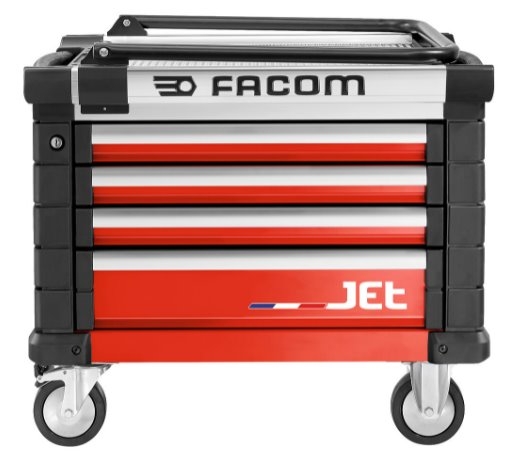 Facom JET.CR4M3A įrankių vežimėlis su 4 stalčiais, m3, žemas, raudonas