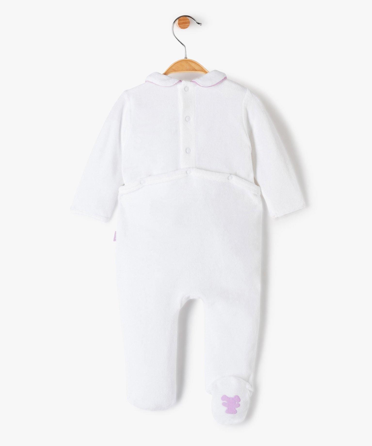 Pyjama bébé en velours imprimé col Claudine - LuluCastag... blanc | GEMO