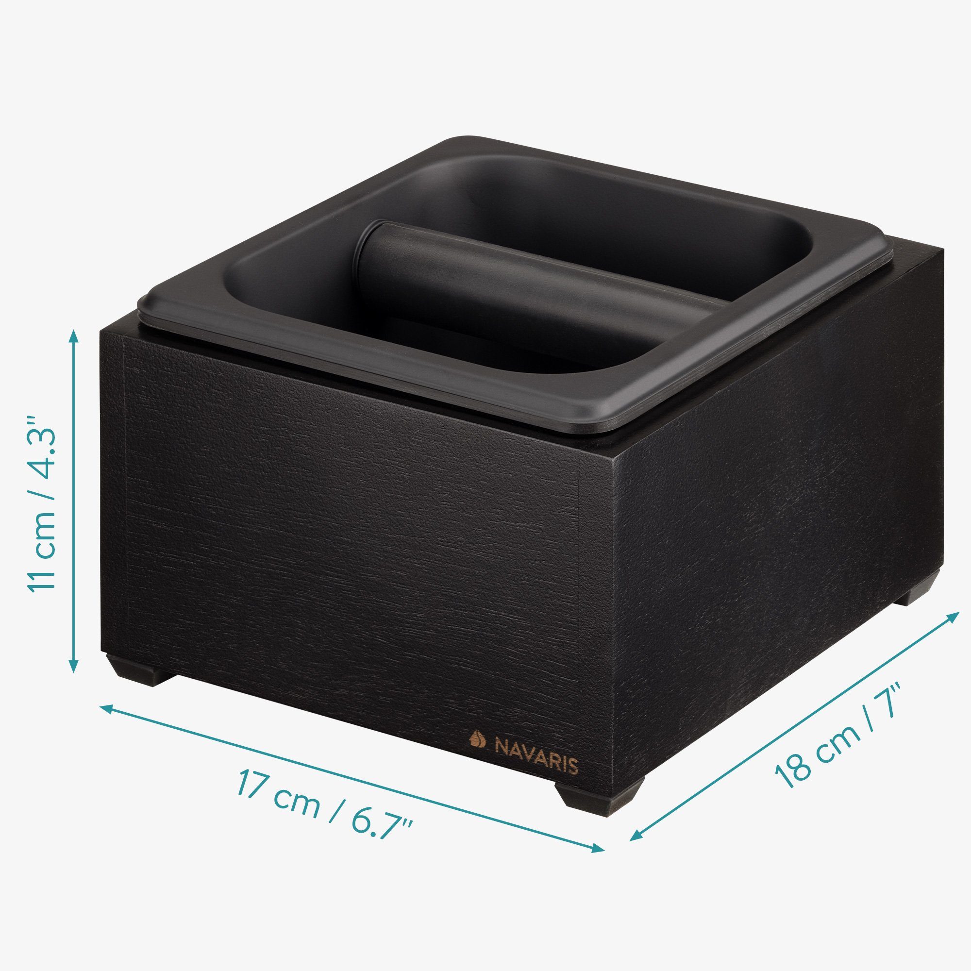 Navaris Kaffeemühle Abklopfbehälter Holz 18x17x11cm - für Siebträger - Espresso - schwarz