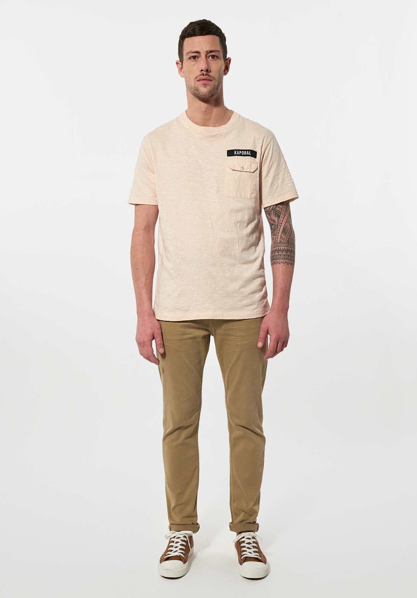 MOSHI  T-shirt bi matière rose chiné Homme en 100% coton bio