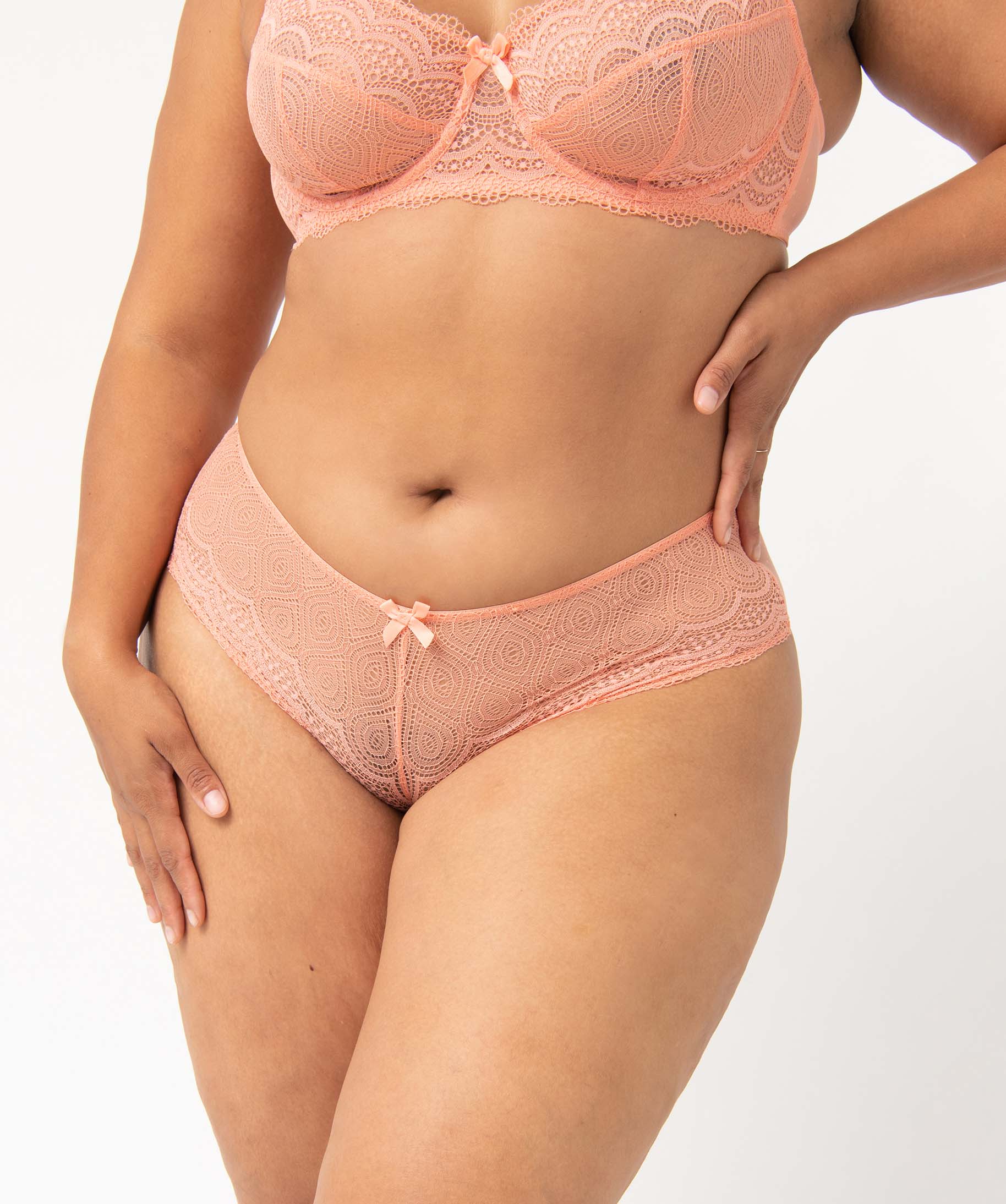 Shorty en dentelle et tulle femme grande taille rose | GEMO