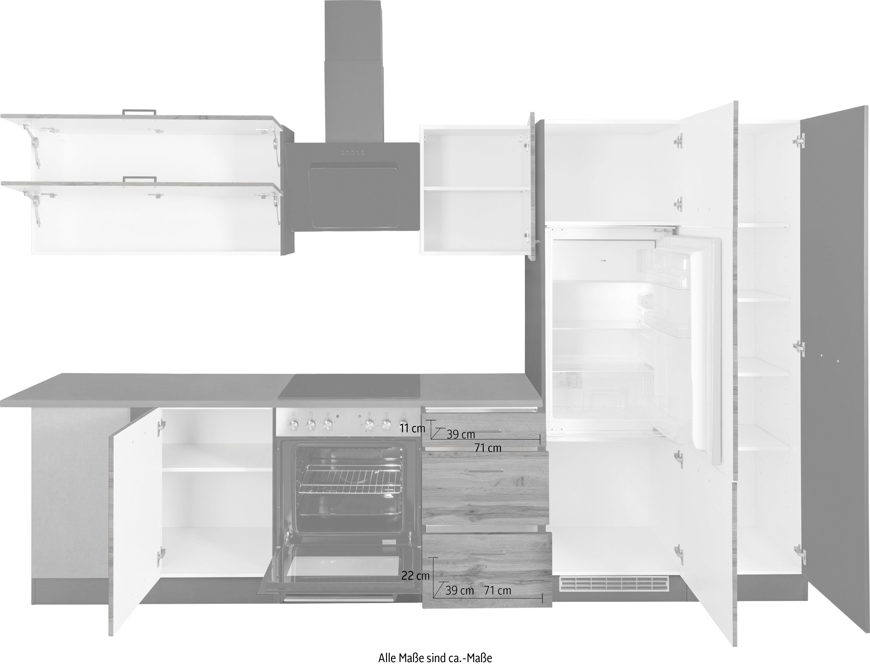 HELD MÖBEL Winkelküche Trier, ohne E-Geräte, Stellbreite 220/330 cm