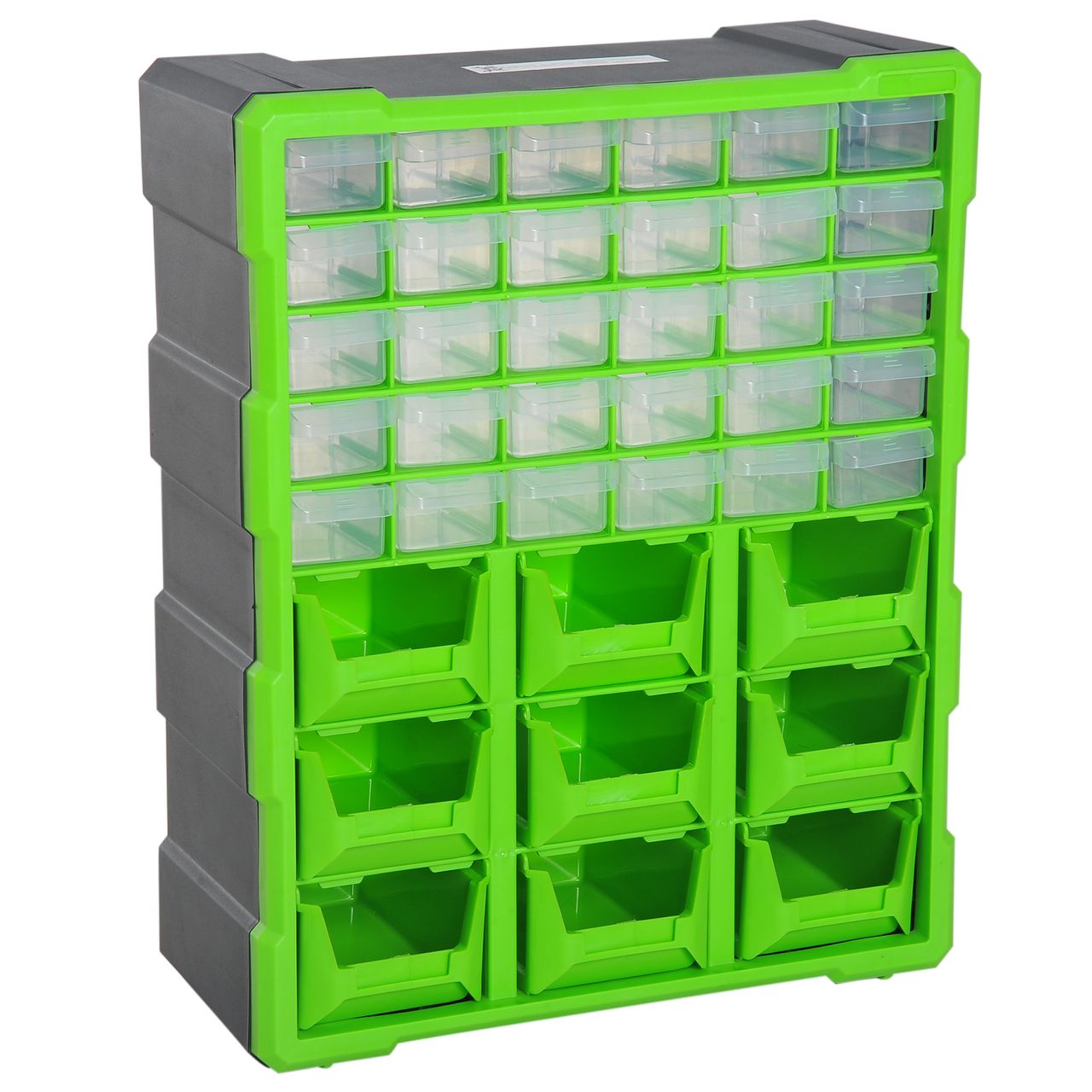DURHAND Sortierkasten Kleinteilemagazin Teile Box Aufbewahrungsbox 39 Fächer Grün L38 x B16 x H47,5 cm