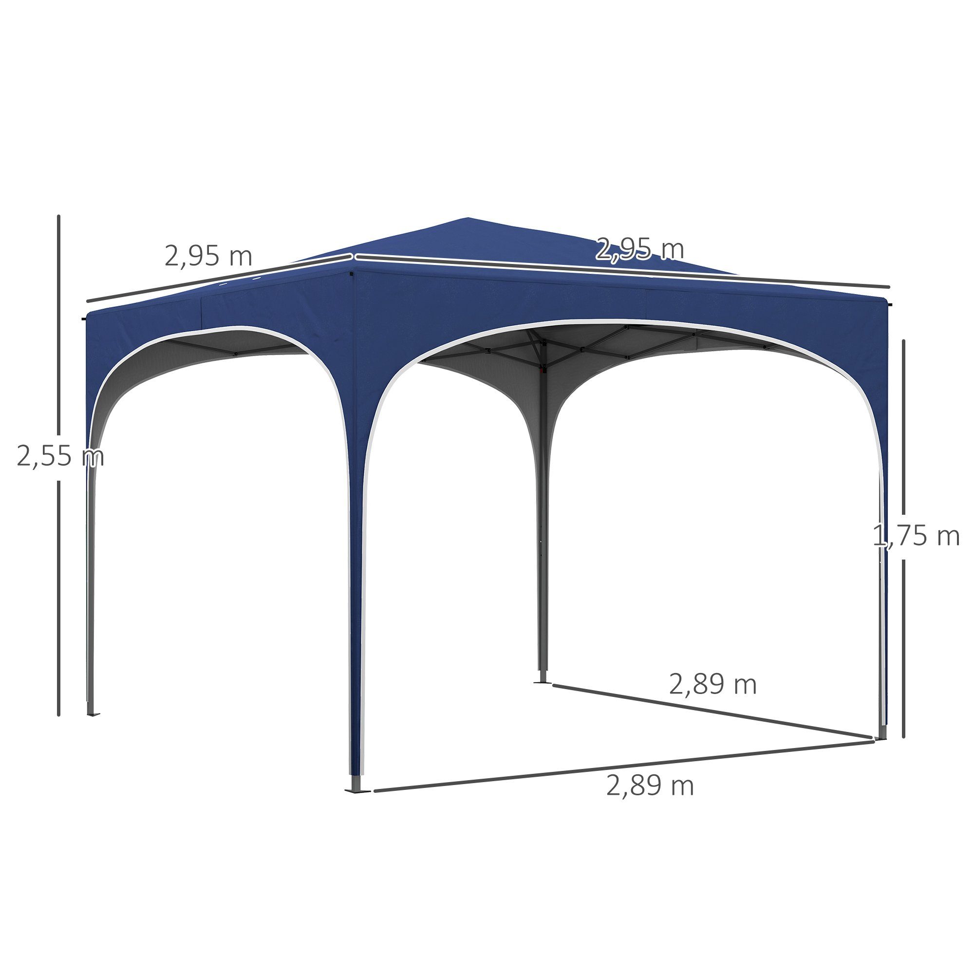 Outsunny Faltpavillon Pavillon dreistufig verstellbar, Pop Up Pavillon mit UV Schutz, mit 4 Seitenteilen, (Faltpavillon, Gartenpavillon), mit Tragetasche, Sandsack