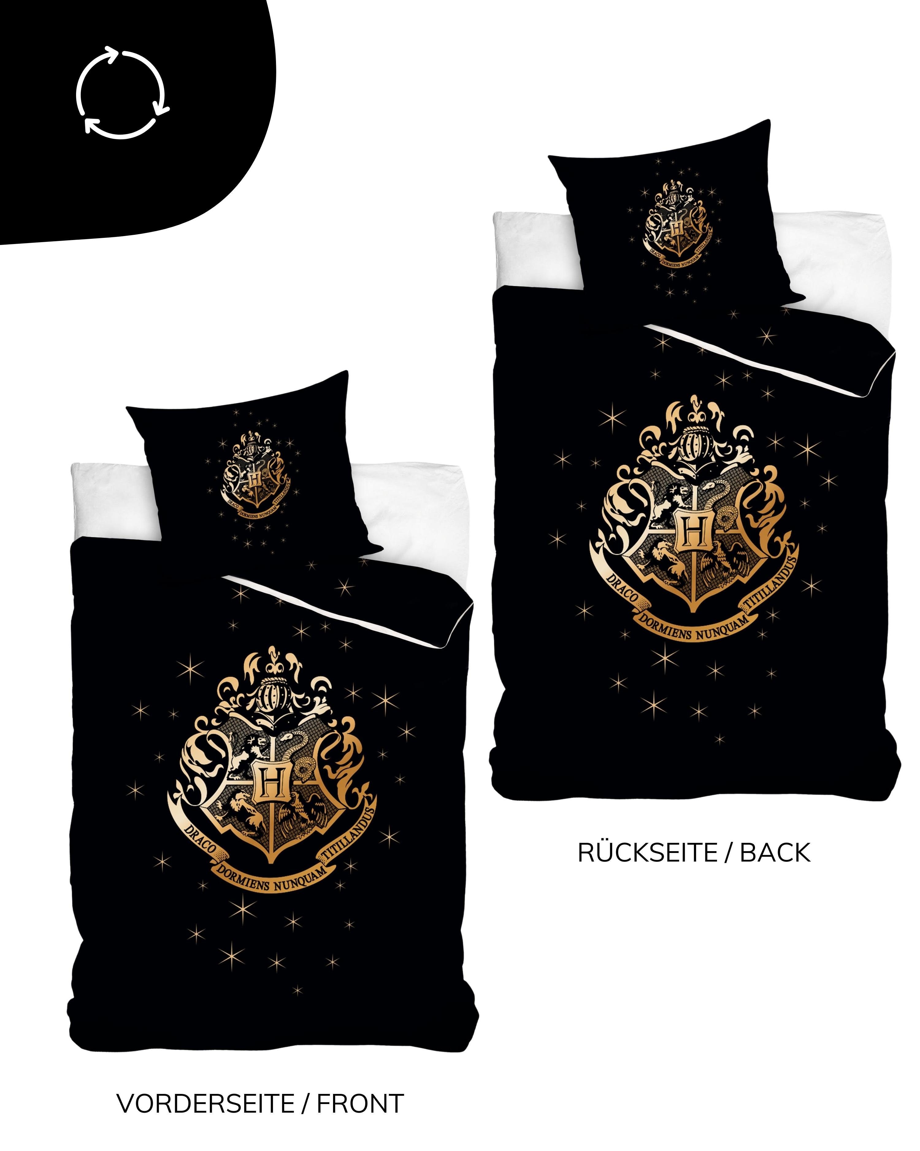 Bettwäsche Harry Potter Hogwarts 135x200 + 80x80 cm, Winter Plüsch Teddy, MTOnlinehandel, Coral Fleece, 2 teilig, kuscheliger als Biber oder Flanell
