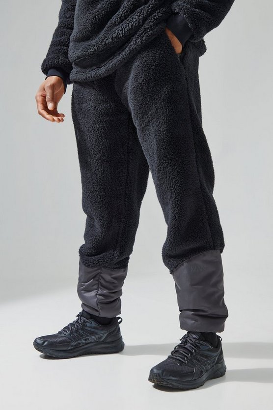 Lockere Borg-Jogginghose mit elastischen Bündchen
