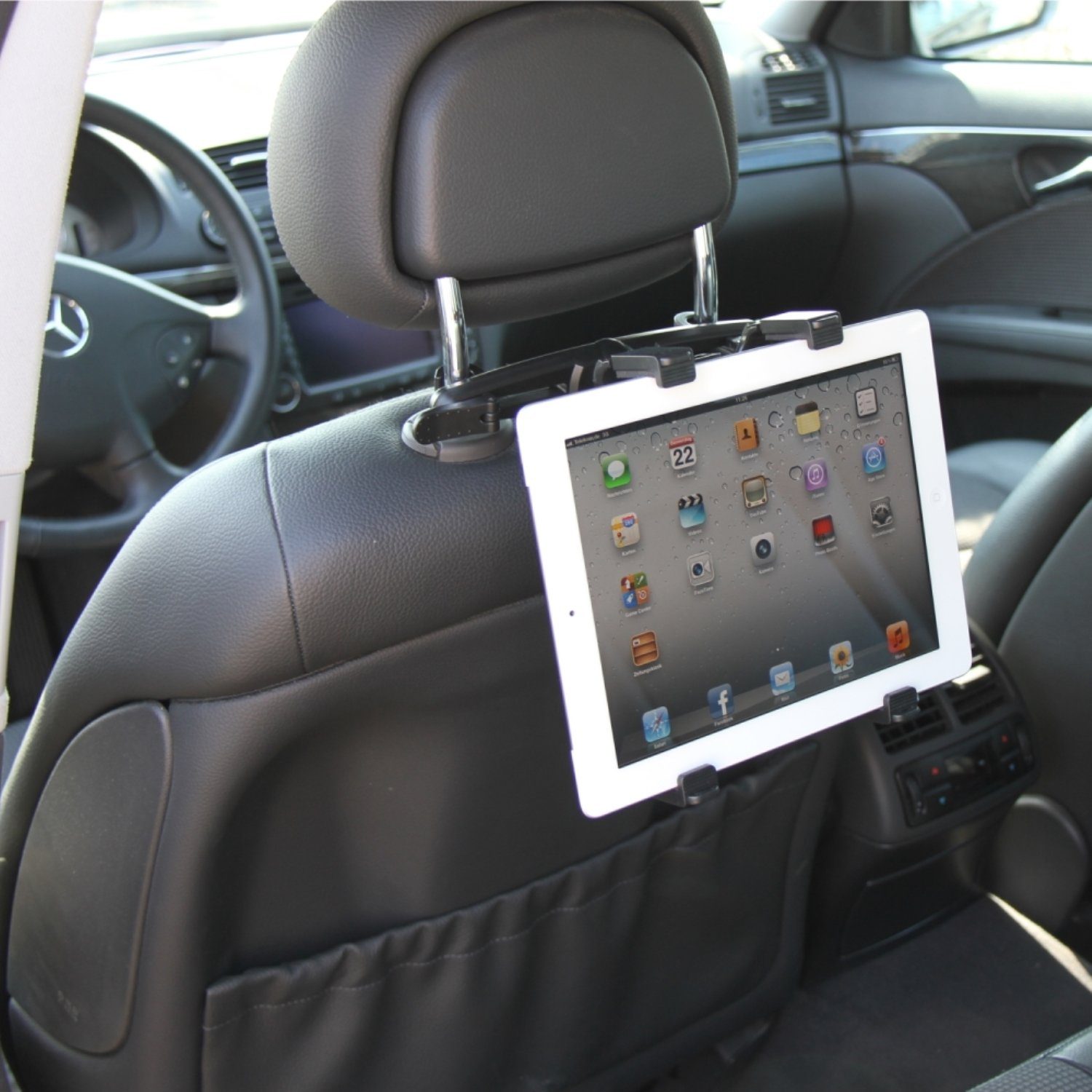 Cartrend Universal Auto Rücksitz Halter Kopfstütze Tablet-Halterung, (Halterung KFZ PKW, 360° drehbar, verstellbar von 7