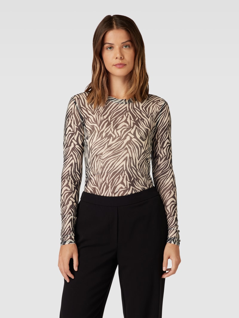 Longsleeve in semitransparenter Optik Modell 'CLAUDE' in schwarz