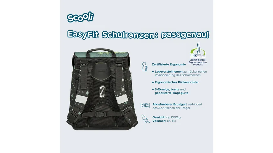 Scooli Jurassic World EasyFit Schulranzen-Set 5teilig