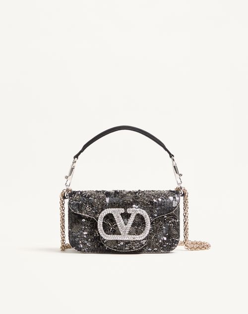 Bolsa de ombro pequena Valentino Garavani Locò bordada com logotipo de joia