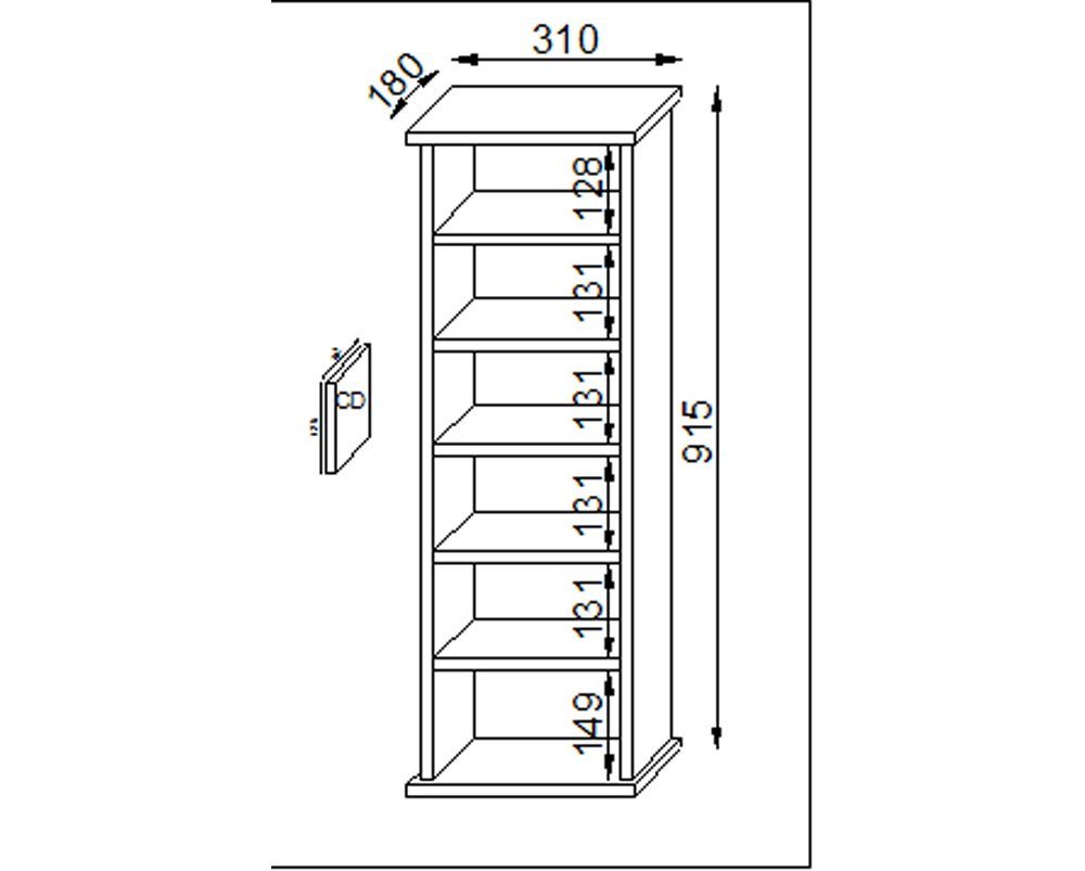 VCM CD-Regal Holz CD DVD Stand Regal Schrank Ständer Vostan, 1-tlg.