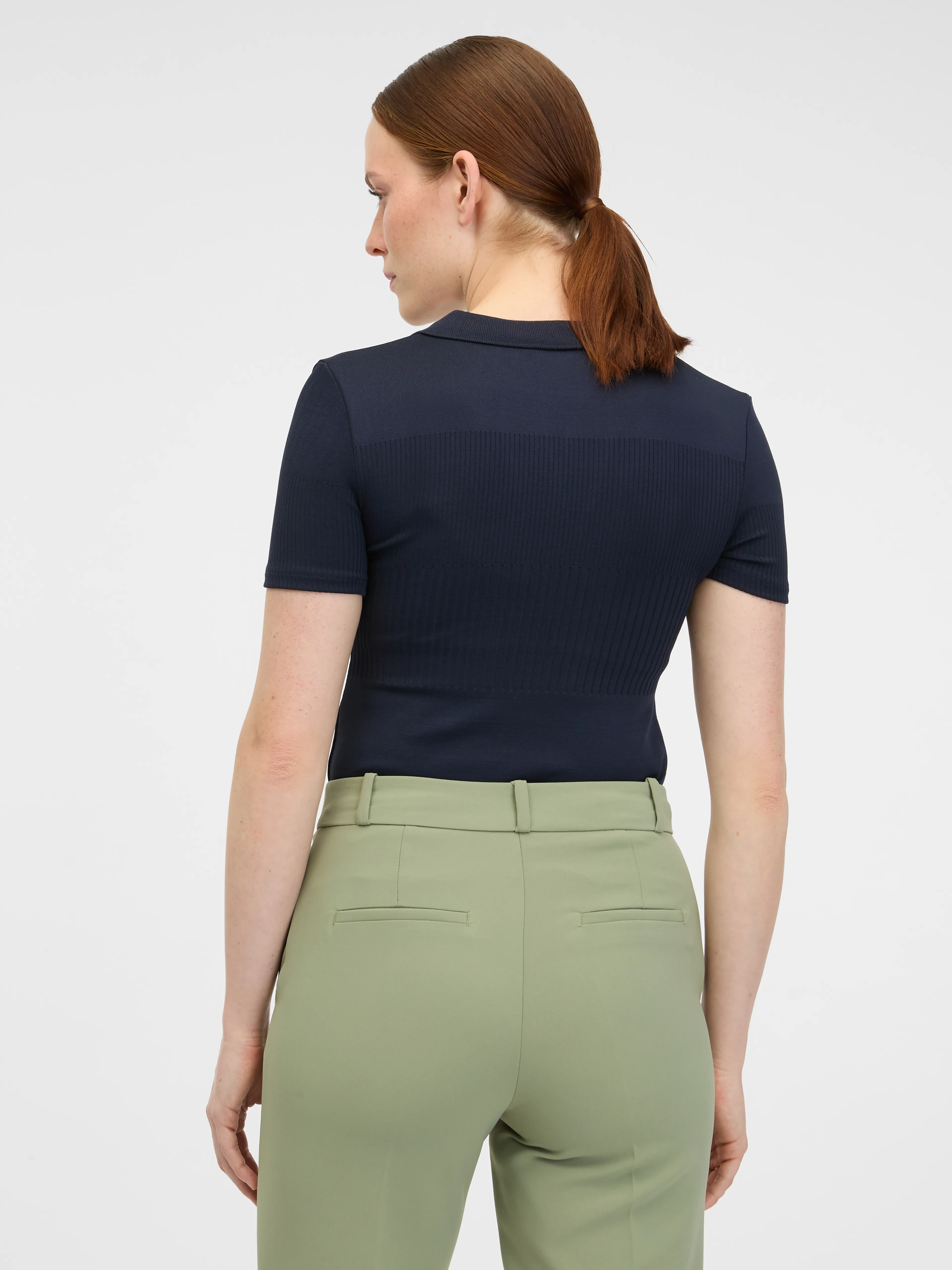 Dunkelblaues Damen-Strick-Poloshirt ORSAY
