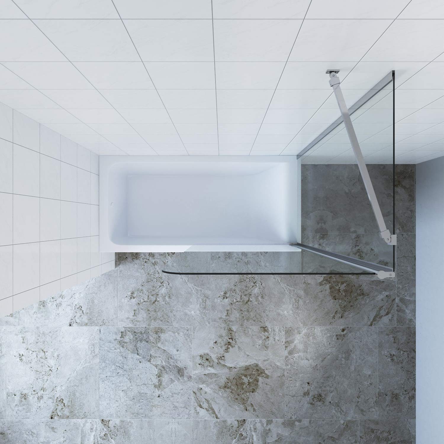 AQUABATOS Badewannenaufsatz Duschabtrennung für Badewanne Badewannenaufsatz Duschwand