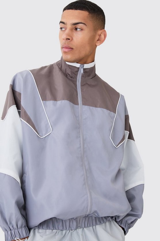 Colorblock Regenjacke mit Reißverschluss