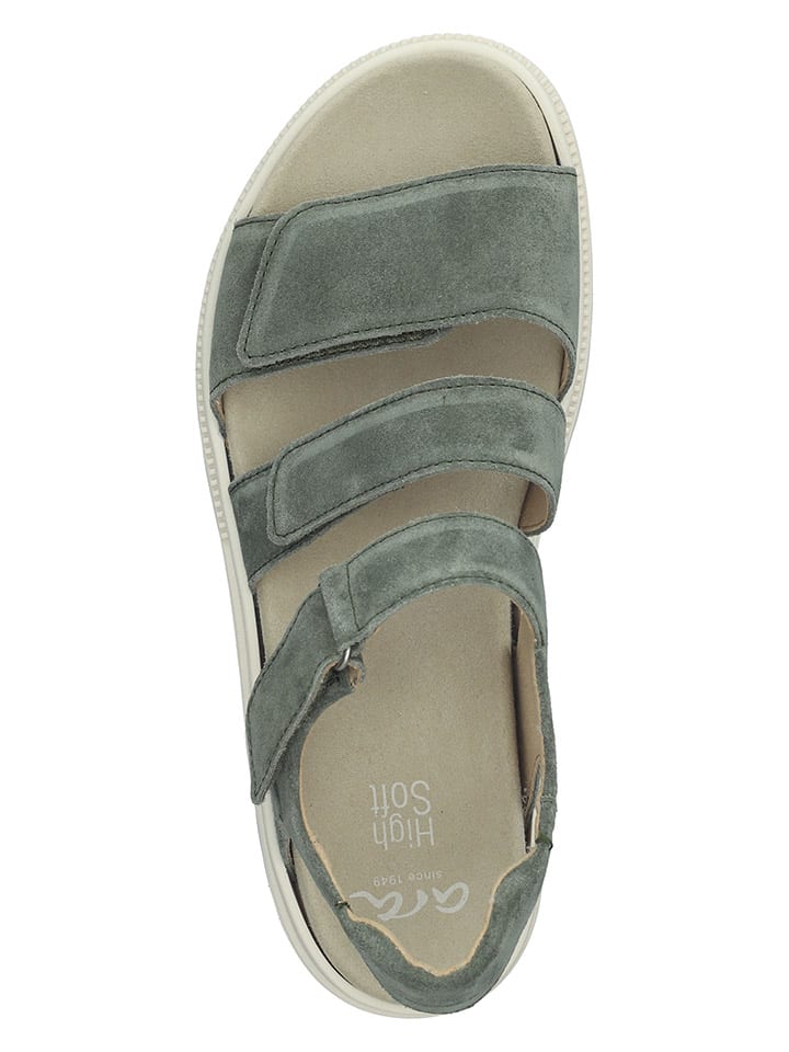 Ara Shoes Leder-Sandalen in Grün günstig kaufen