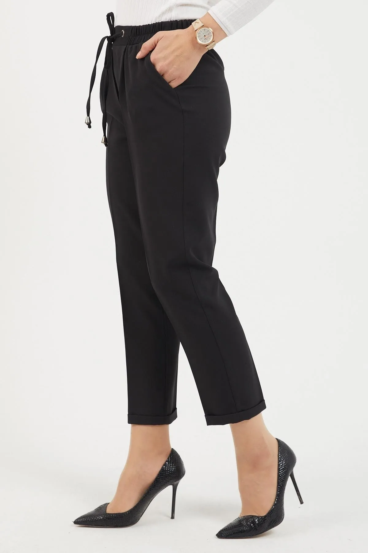 Modamihram  Hose mit elastischem Bund und doppeltem Bein, Schwarz 12211