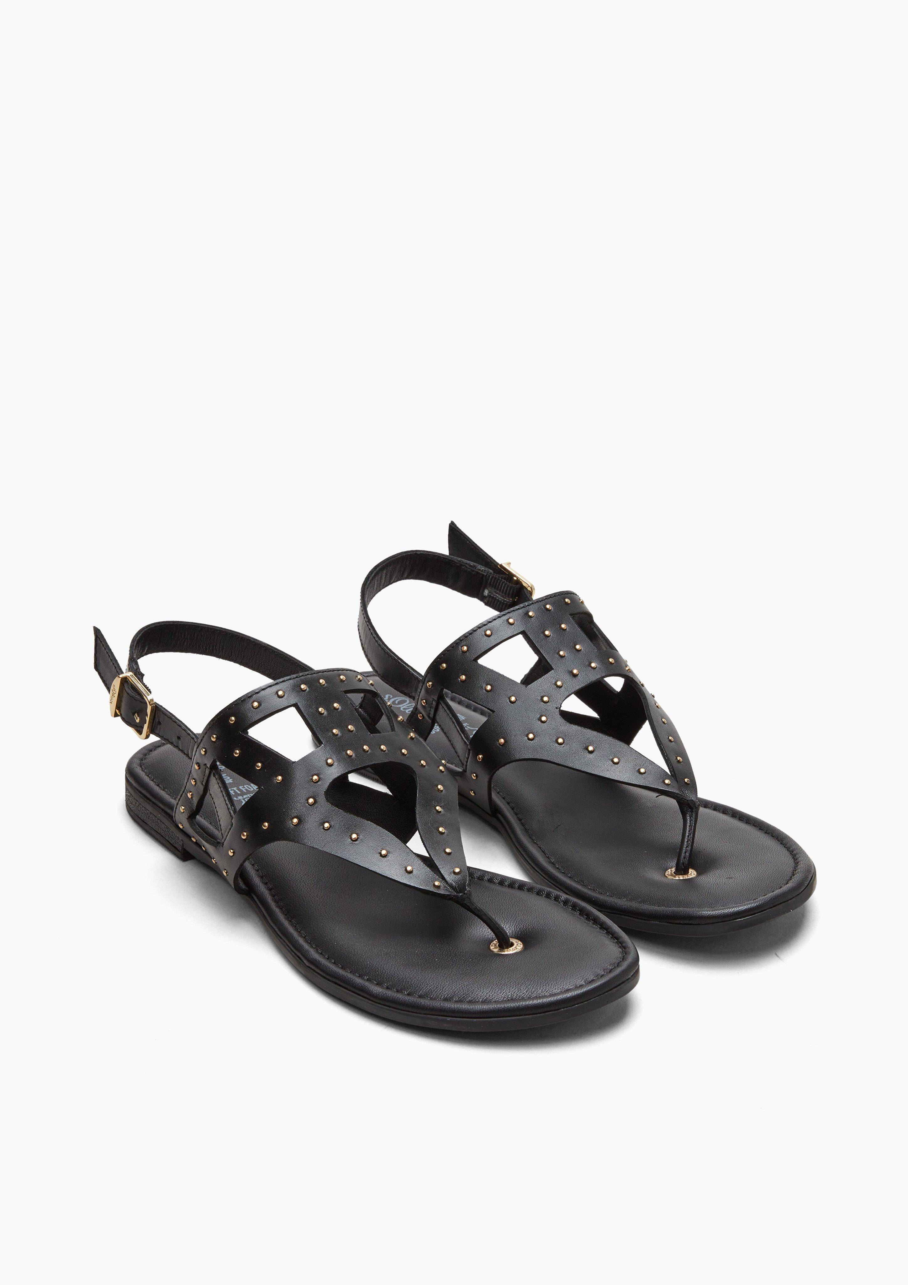 Leder-Sandalen mit Nieten-Besatz  101.101.103.28114-001