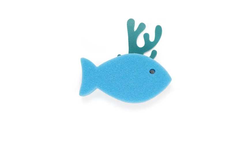 Kikkerland Schwamm Fisch + Halter Blau