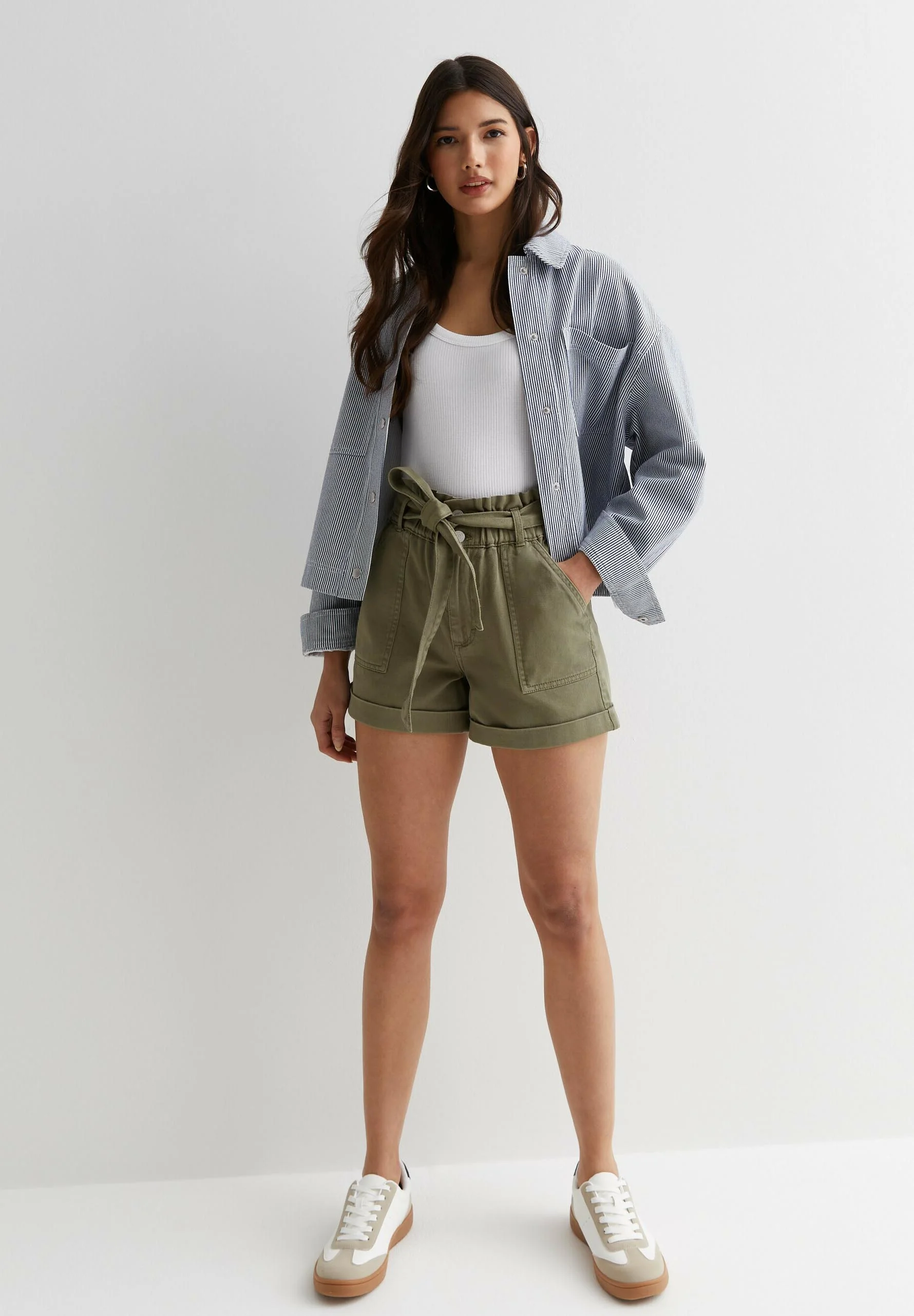 New Look HIGH WAIST PAPERBAG - Pantalones cortos vaqueros