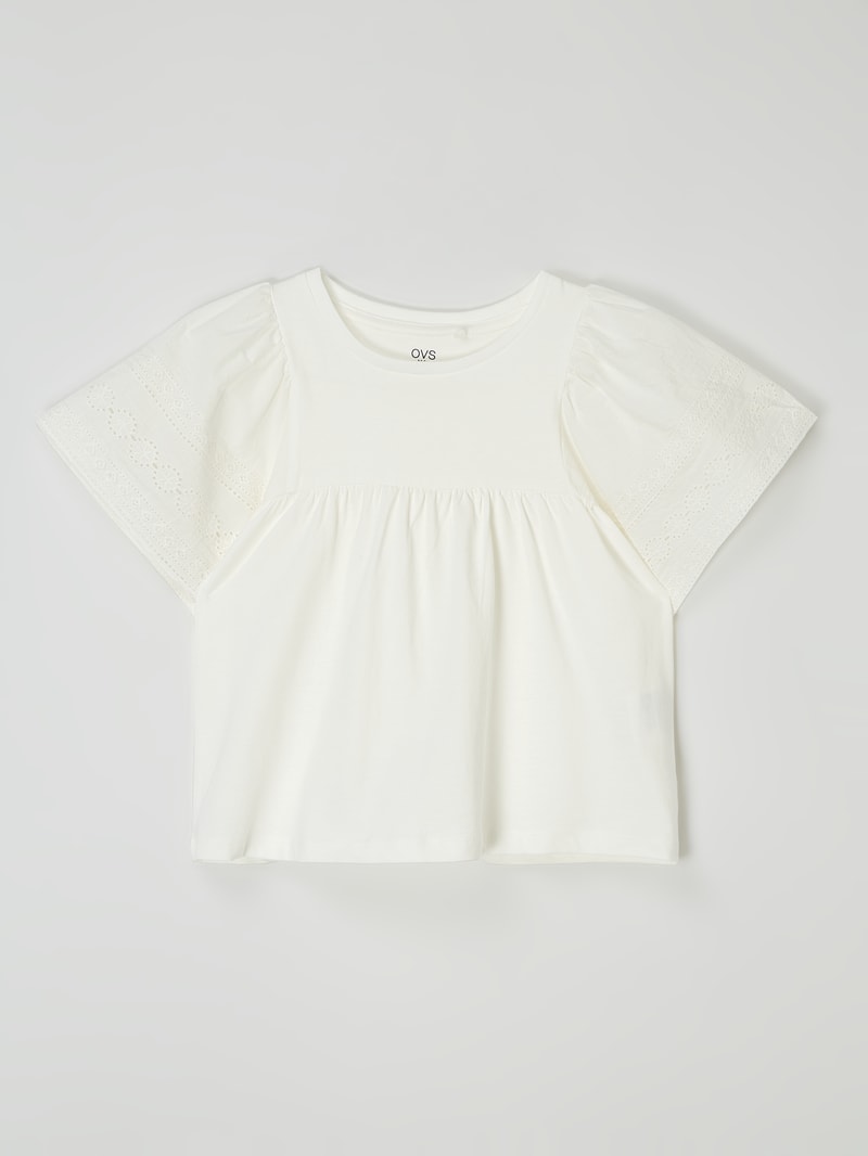T-Shirt mit Kontrastborten in offwhite