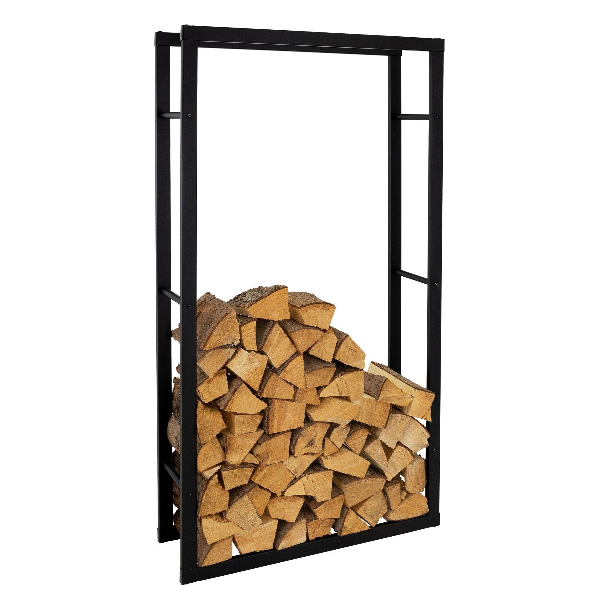 ML-DESIGN Kaminholzregal Brennholzregal Holzaufbewahrung Kaminholzständer Kaminholzhalter, BxTxH:25x80x150 cm, Schwarz 80x150x25cm rechteckig Metall Innen/Außen