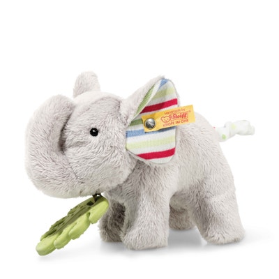 Wild Sweeties Timmi Elefant mit Beißring und Knisterfolie, 17 cm, hellgrau
