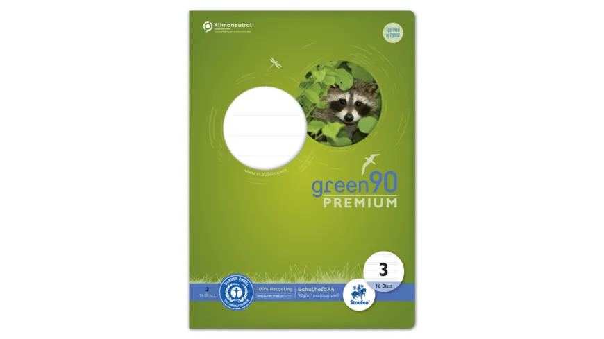 Ursus Green Premium Heft A4 16 Blatt Lineatur 3 liniert
