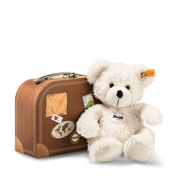 Lotte Teddybär im Koffer, 28 cm, weiß