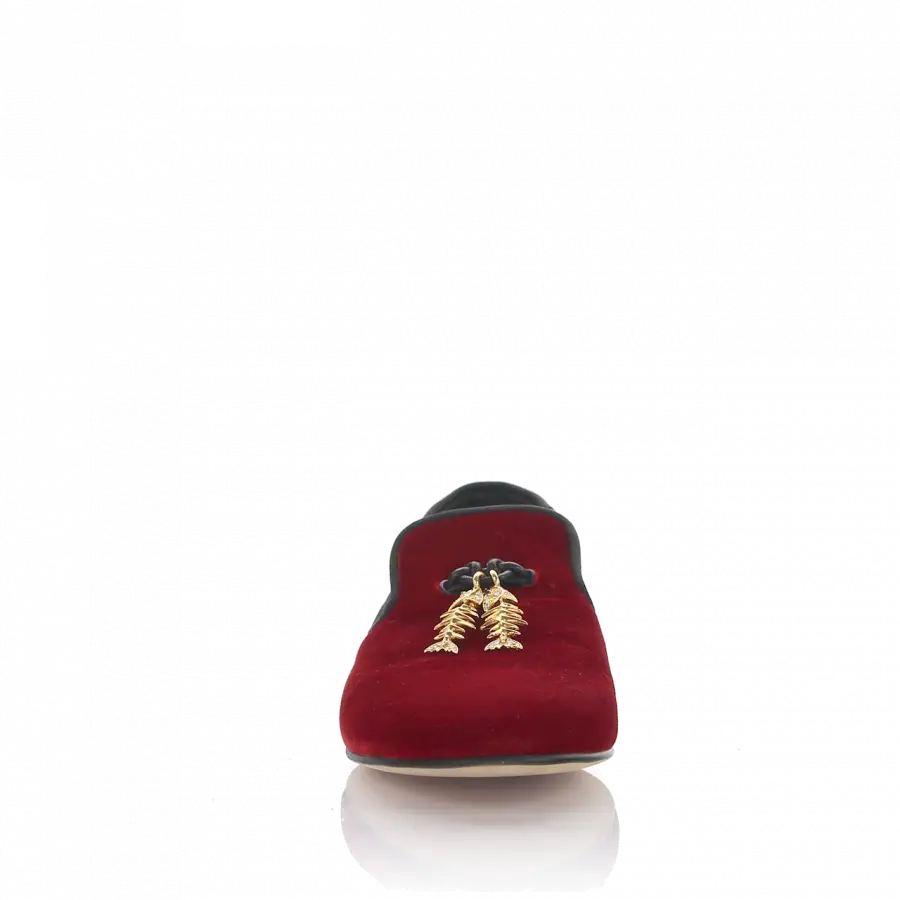 Giuseppe Zanotti - Loafer DALIA 05 Kalbsleder Veloursleder Schmuckanhänger rot - rot
