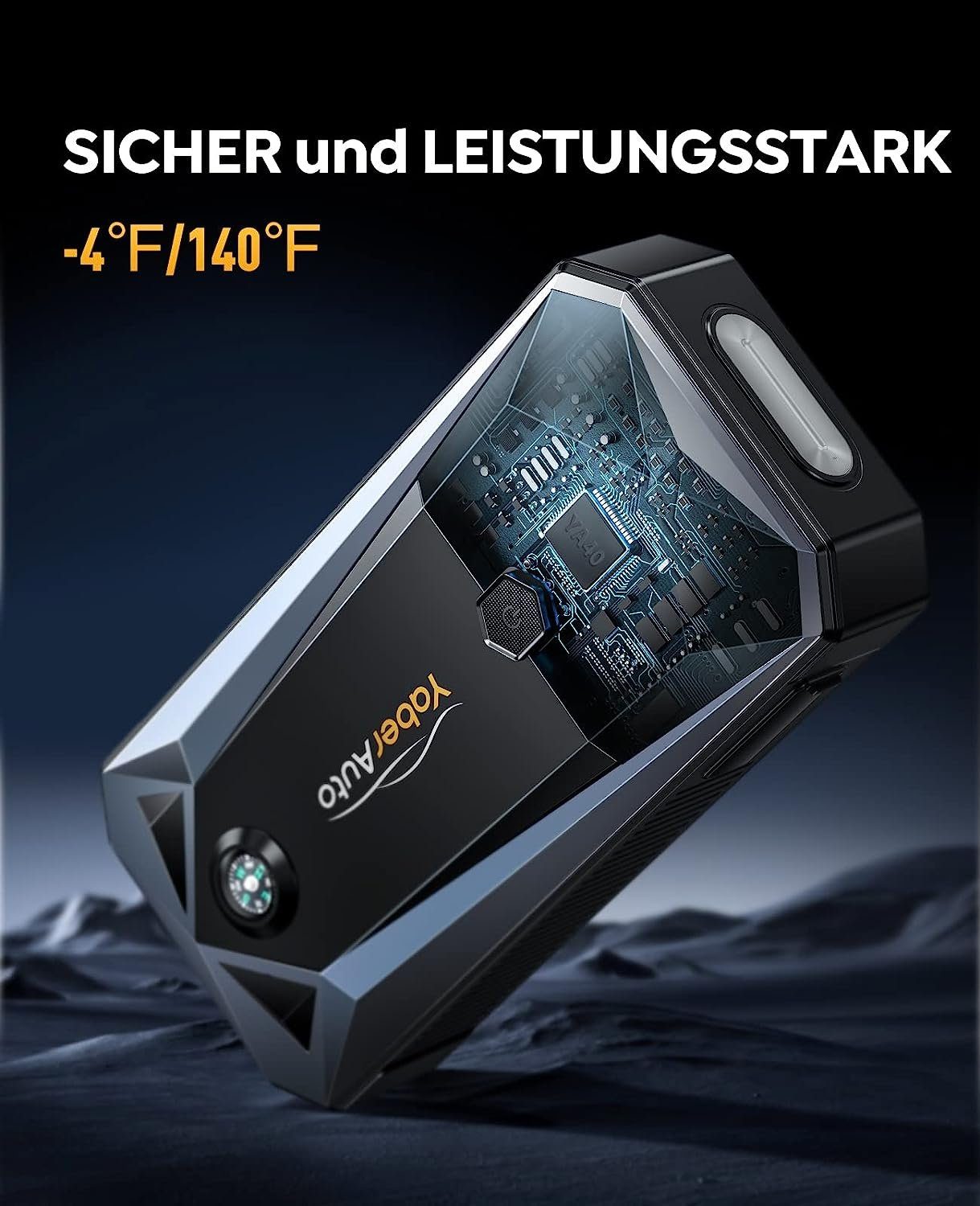 Yaber Starthilfegerät, Starthilfe Powerbank 5000A Spitzenstrom 26800mAh