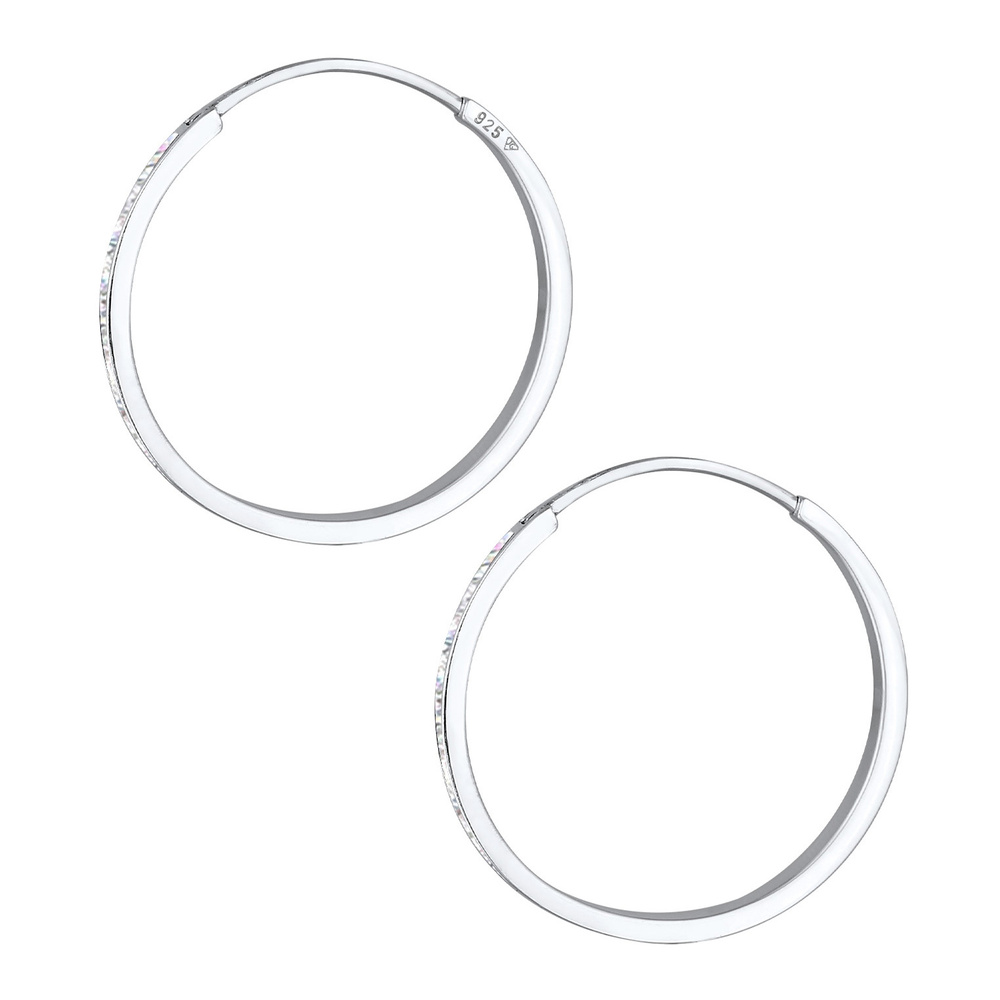 Elli Elli Boucles d'Oreilles Scintillement Hoops Boucles d'Oreilles Femme (925/1000) A Boucles d'oreilles