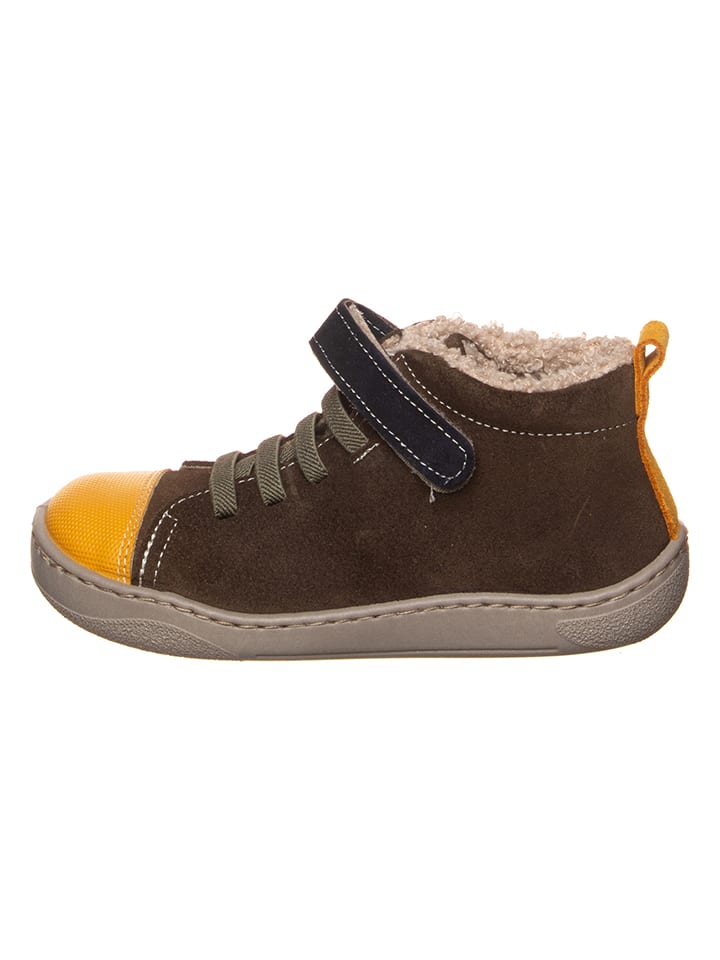 kmins Leder-Barfuß-Schnürschuh in Braun/ Gelb günstig kaufen