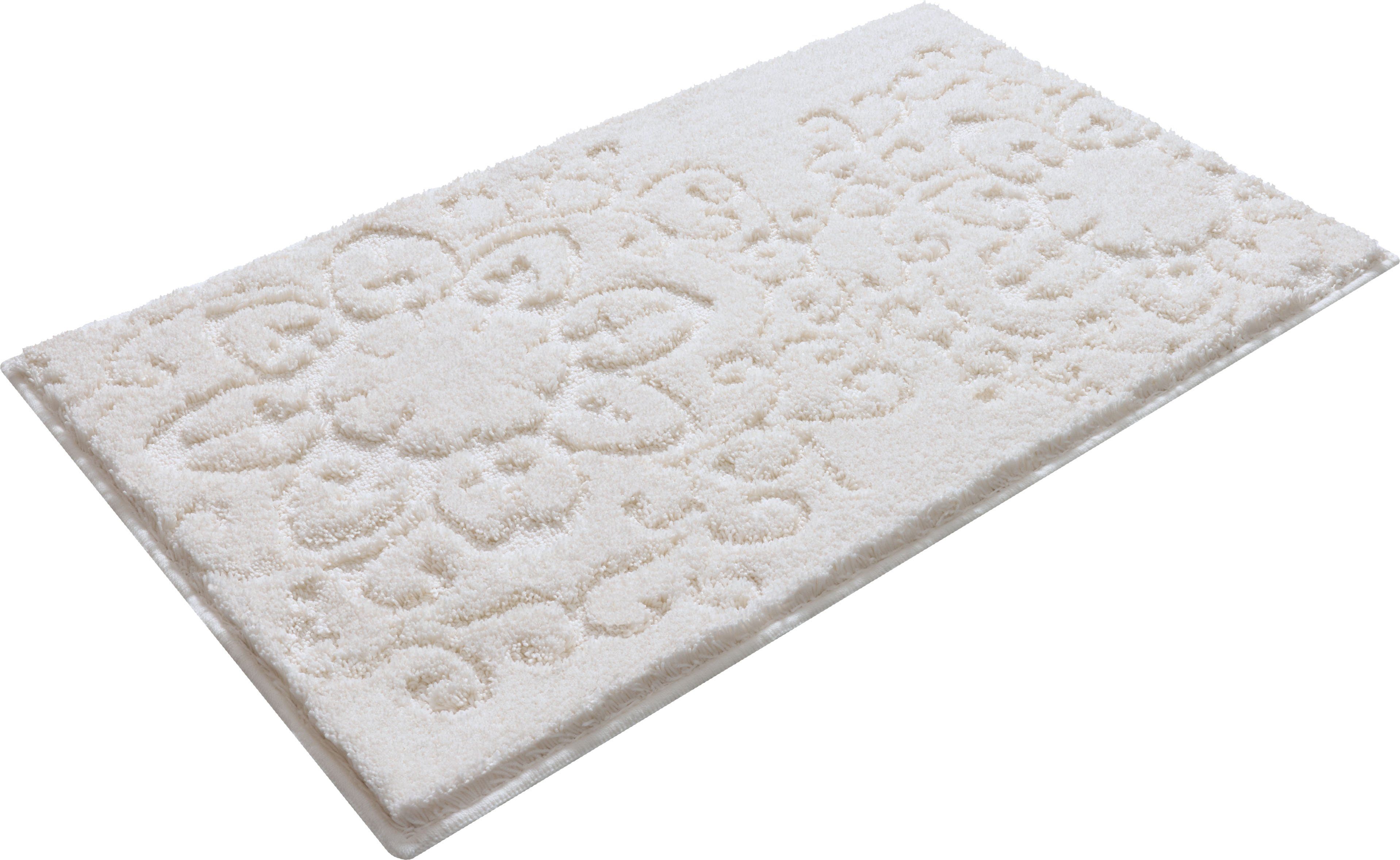 Badematte Sophia Grund, Höhe 22 mm, rutschhemmend beschichtet, Polyester, rechteckig, Hoch-Tief-Struktur, Made in Europe