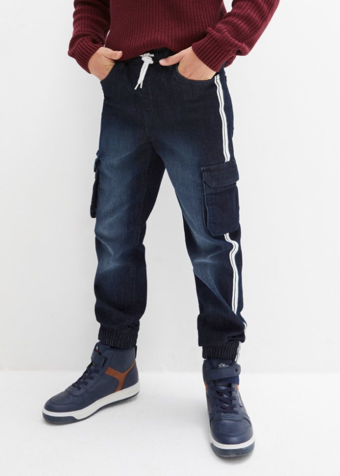 Jungen Thermo Schlupfjeans mit Tape, Tapered Fit