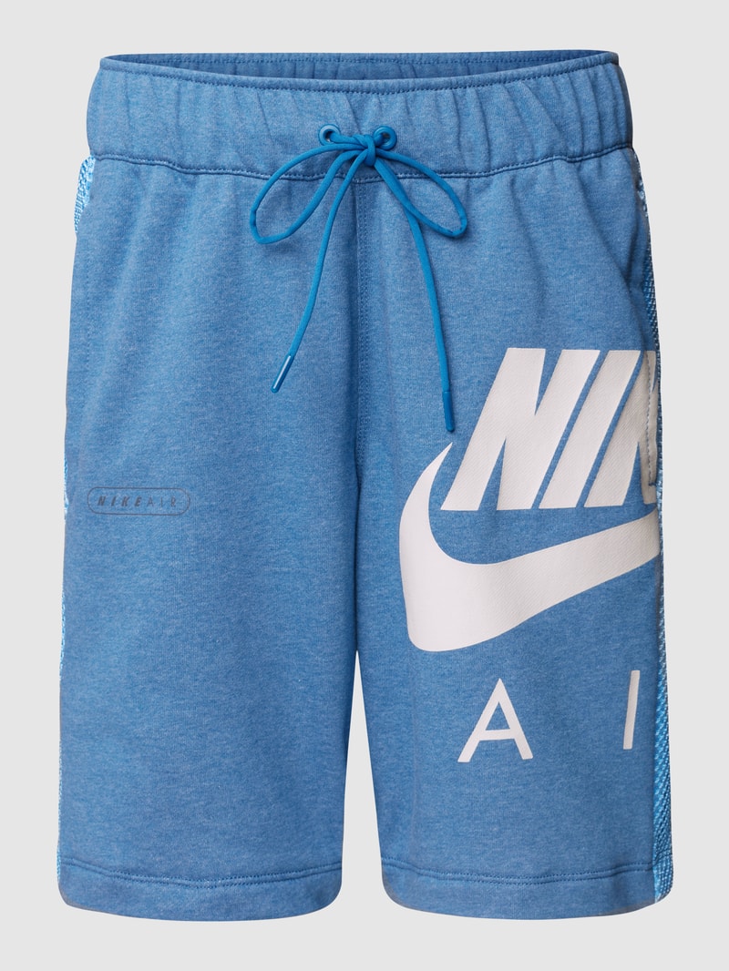 Sweatshorts mit Label-Print in blau